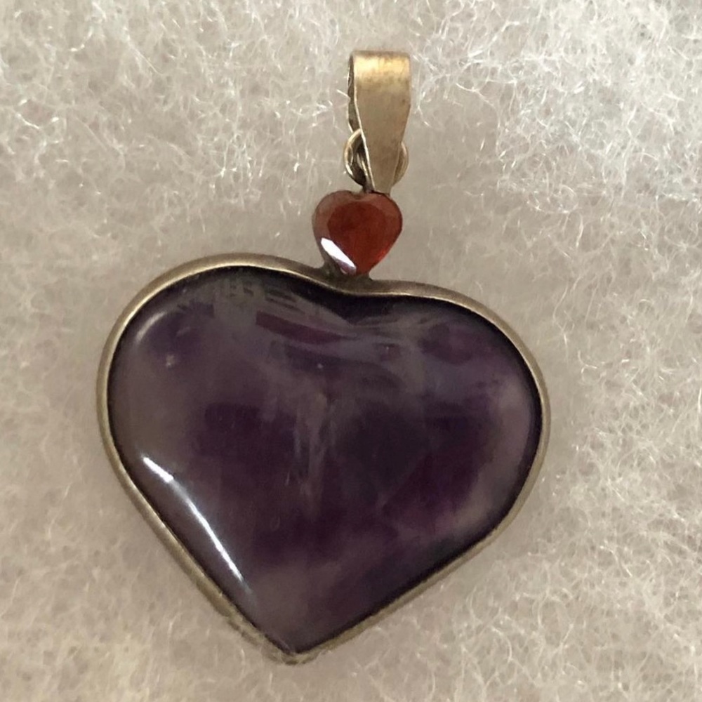 Amethyst and Garnet Heart Pendant